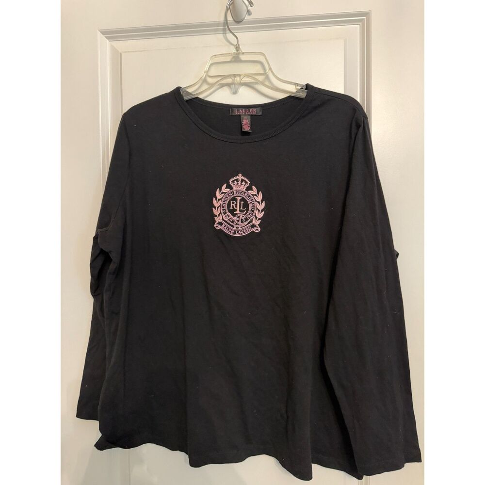 Lauren Ralph Lauren Black Long Sleeve Crest Top – Size 2X